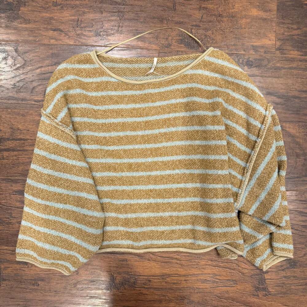 Free People Bardot Sweater in Green Combo